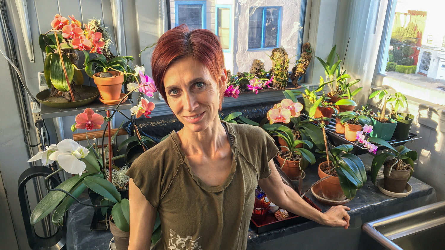 Gloria Justen in plant room, Green Spirit Growing